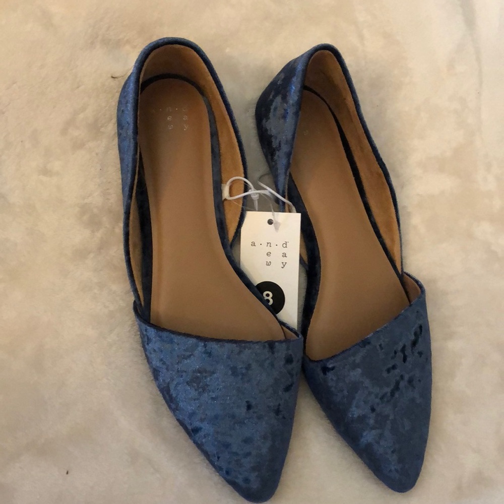 Never worn velvet blue flats